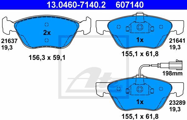 ATE 13.0460-7140.2 - Set placute frana,frana disc aaoparts.ro