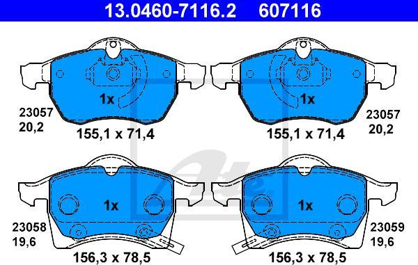 ATE 13.0460-7116.2 - Set placute frana,frana disc aaoparts.ro