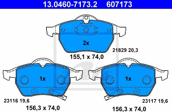 ATE 13.0460-7173.2 - Set placute frana,frana disc aaoparts.ro
