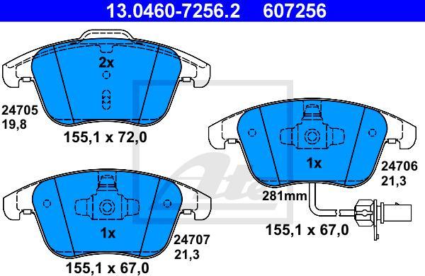 ATE 13.0460-7256.2 - Set placute frana,frana disc aaoparts.ro