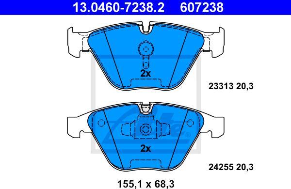 ATE 13.0460-7238.2 - Set placute frana,frana disc aaoparts.ro