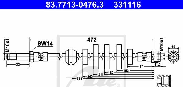 ATE 83.7713-0476.3 - Furtun frana aaoparts.ro