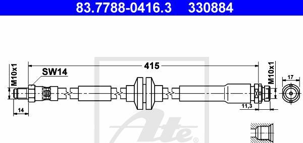 ATE 83.7788-0416.3 - Furtun frana aaoparts.ro