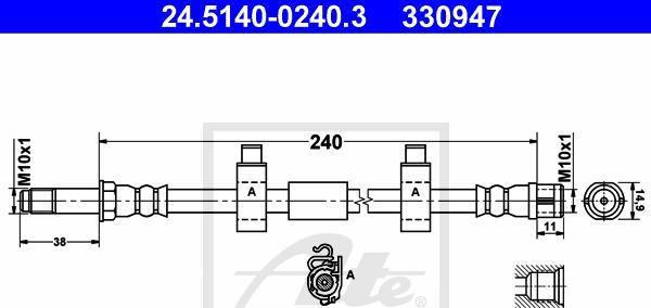 ATE 24.5140-0240.3 - Furtun frana aaoparts.ro