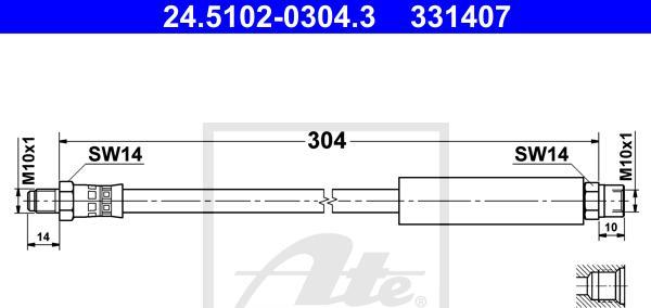 ATE 24.5102-0304.3 - Furtun frana aaoparts.ro