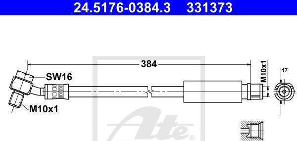 ATE 24.5176-0384.3 - Furtun frana aaoparts.ro