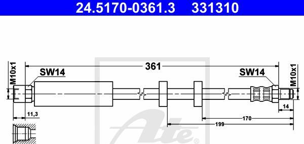 ATE 24.5170-0361.3 - Furtun frana aaoparts.ro