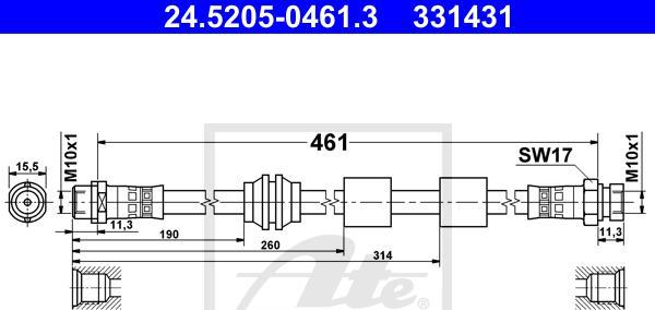 ATE 24.5205-0461.3 - Furtun frana aaoparts.ro