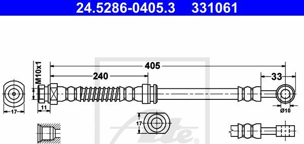 ATE 24.5286-0405.3 - Furtun frana aaoparts.ro
