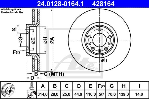 ATE 24.0128-0164.1 - Disc frana aaoparts.ro