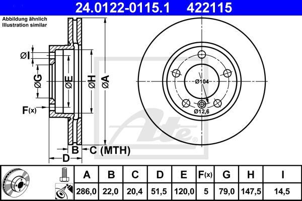 ATE 24.0122-0115.1 - Disc frana aaoparts.ro