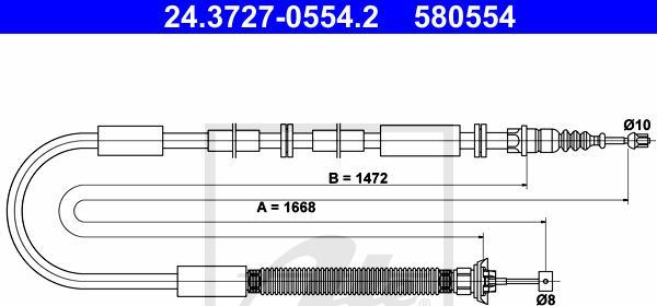 ATE 24.3727-0554.2 - Cablu, frana de parcare aaoparts.ro