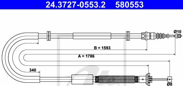 ATE 24.3727-0553.2 - Cablu, frana de parcare aaoparts.ro