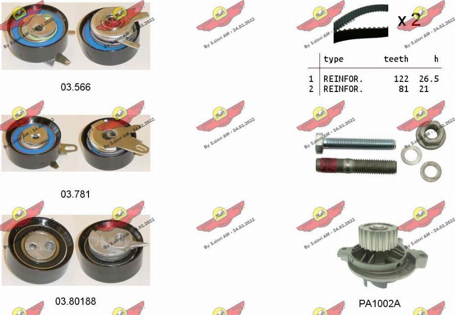 Autokit 04.5364PA - Set pompa apa + curea dintata aaoparts.ro