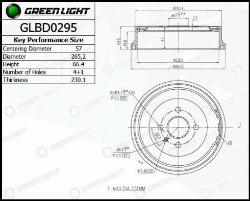 AutomotiveAdriado GLBD0295 - Tambur frana aaoparts.ro