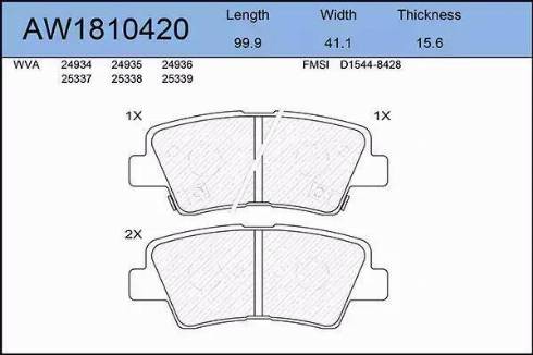 Aywiparts AW1810420 - Set placute frana,frana disc aaoparts.ro