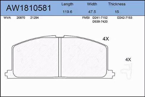 Aywiparts AW1810581 - Set placute frana,frana disc aaoparts.ro