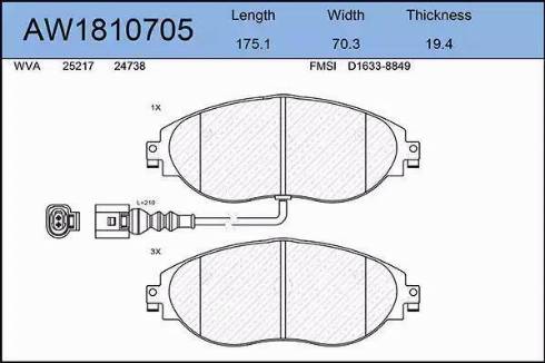 Aywiparts AW1810705 - Set placute frana,frana disc aaoparts.ro