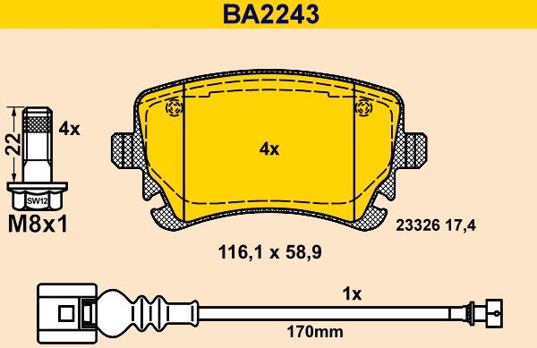 Barum BA2243 - Set placute frana,frana disc aaoparts.ro