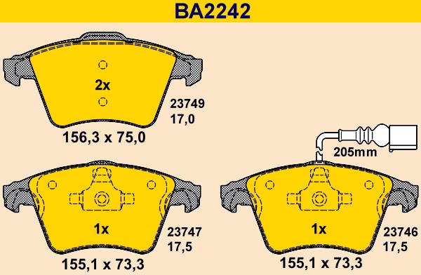 Barum BA2242 - Set placute frana,frana disc aaoparts.ro