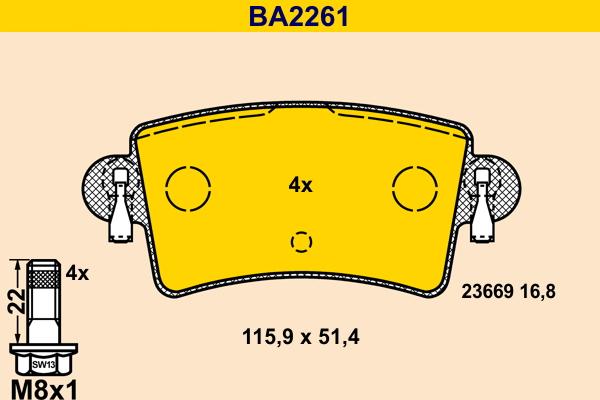 Barum BA2261 - Set placute frana,frana disc aaoparts.ro
