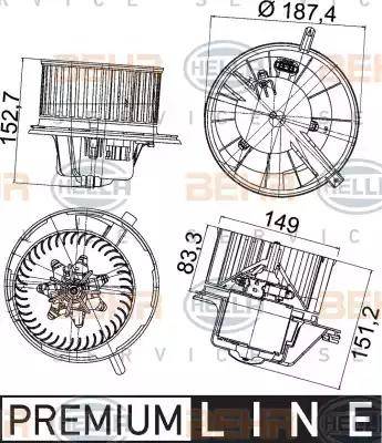 BEHR HELLA Service 8EW 351 043-211 - Ventilator, habitaclu aaoparts.ro