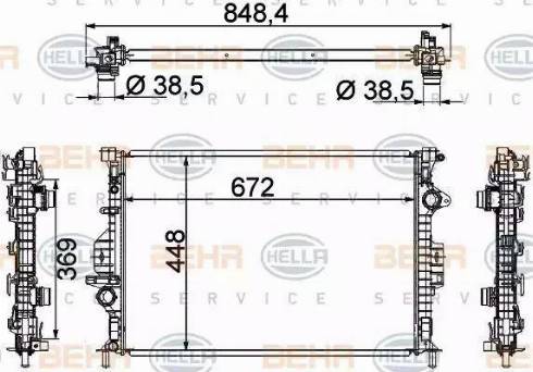 BEHR HELLA Service 8MK 376 787-121 - Radiator, racire motor aaoparts.ro