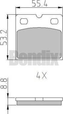 BENDIX 510888 - Set placute de frana,frana de parcare cu disc aaoparts.ro