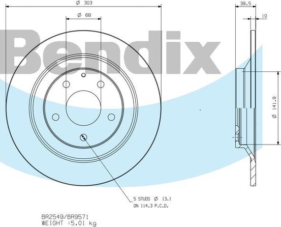 BENDIX BR9571 - Disc frana aaoparts.ro