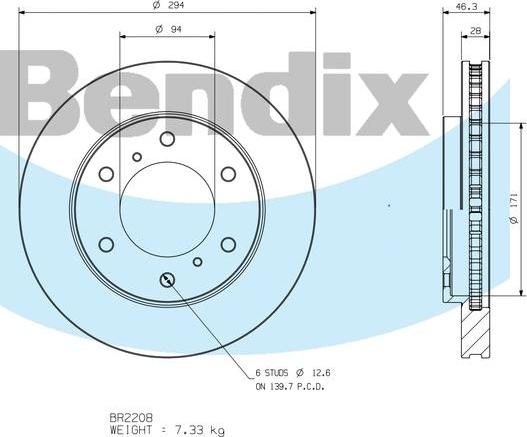 BENDIX BR2208 - Disc frana aaoparts.ro
