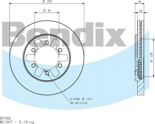 BENDIX BR768 - Disc frana aaoparts.ro
