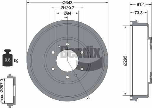 BENDIX Braking BDM1098 - Tambur frana aaoparts.ro