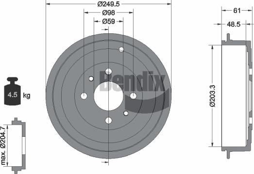 BENDIX Braking BDM1042 - Tambur frana aaoparts.ro