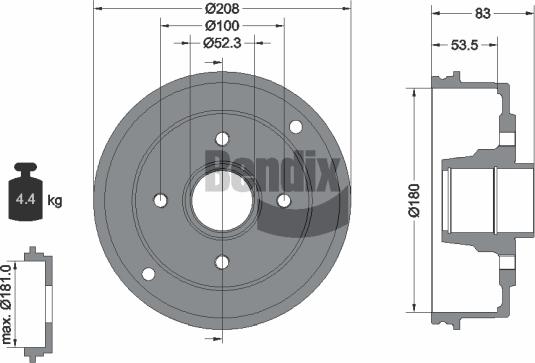 BENDIX Braking BDM1054 - Tambur frana aaoparts.ro