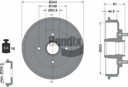 BENDIX Braking BDM1050 - Tambur frana aaoparts.ro