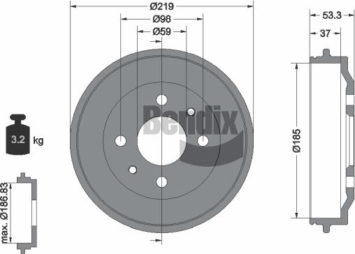 BENDIX Braking BDM1004 - Tambur frana aaoparts.ro