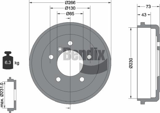 BENDIX Braking BDM1003 - Tambur frana aaoparts.ro