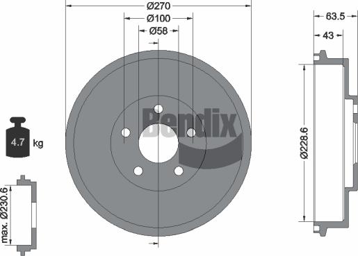 BENDIX Braking BDM1084 - Tambur frana aaoparts.ro