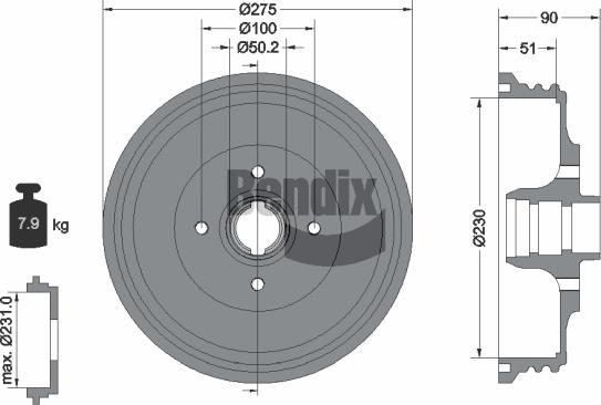 BENDIX Braking BDM1038 - Tambur frana aaoparts.ro