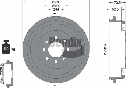BENDIX Braking BDM1023 - Tambur frana aaoparts.ro