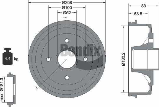 BENDIX Braking BDM1022 - Tambur frana aaoparts.ro