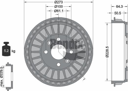 BENDIX Braking BDM1161 - Tambur frana aaoparts.ro