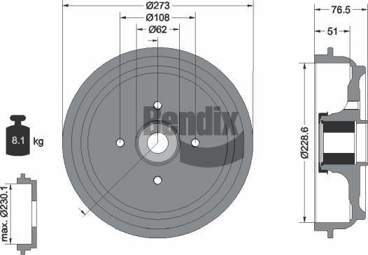BENDIX Braking BDM1111 - Tambur frana aaoparts.ro