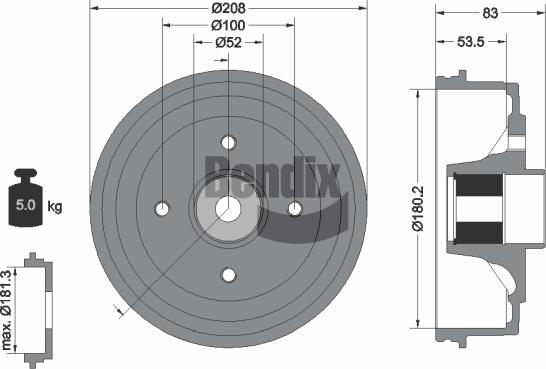 BENDIX Braking BDM1131 - Tambur frana aaoparts.ro