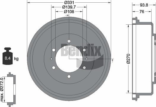 BENDIX Braking BDM1121 - Tambur frana aaoparts.ro