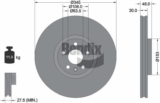 BENDIX Braking BDS1553HC - Disc frana aaoparts.ro