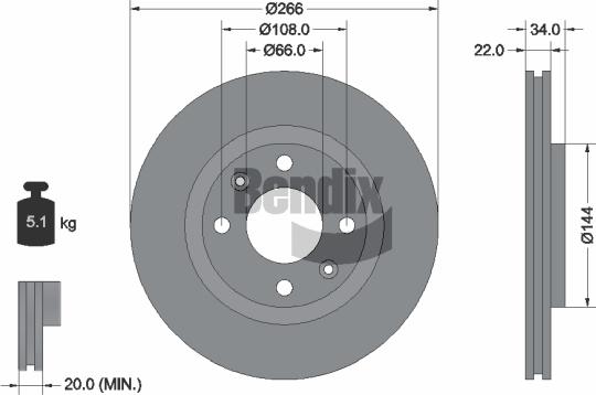 BENDIX Braking BDS1000 - Disc frana aaoparts.ro