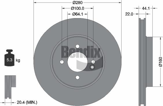 BENDIX Braking BDS1104HC - Disc frana aaoparts.ro