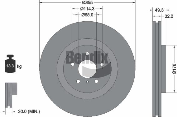 BENDIX Braking BDS1865HC - Disc frana aaoparts.ro