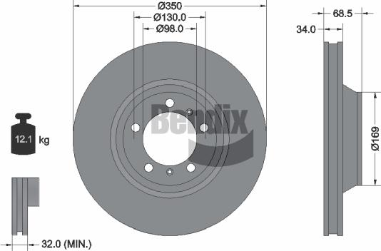 BENDIX Braking BDS2210RHC - Disc frana aaoparts.ro